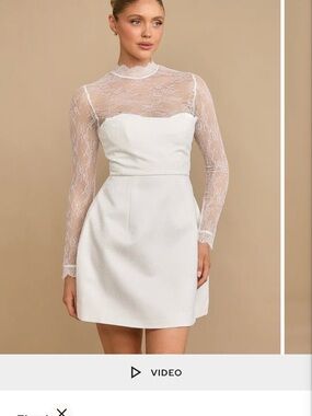 Six Stories White Lace Long-Sleeve A-Line Dress